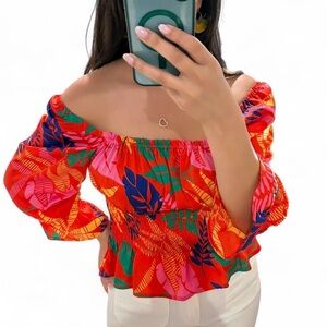 Skies Are Blue NWT Tropical off the Shoulder Top